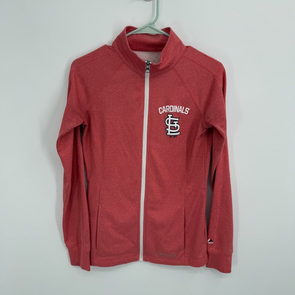 Majestic St. Louis Cardinals Womens Full Zip Light Jacket Size M Long MLB Red